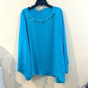 Peter Nygard Size 16 Turquoise Blue Women's Top